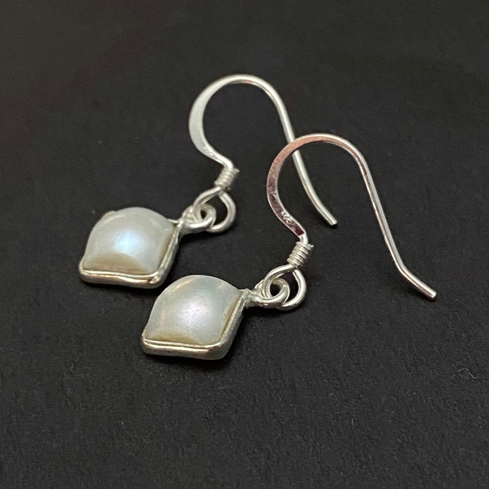 Natural Pearl Sterling Silver Dangle Earrings